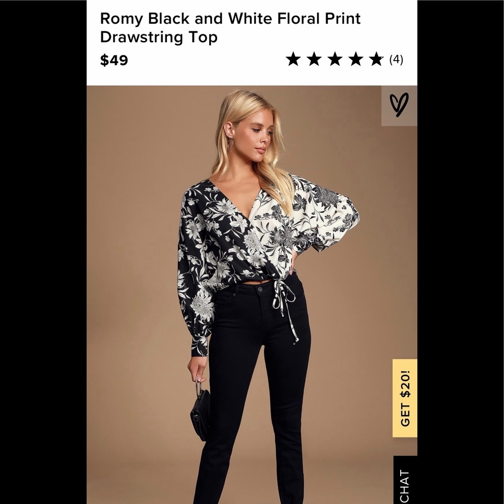 Lulu’s Black & White Floral Tie Top